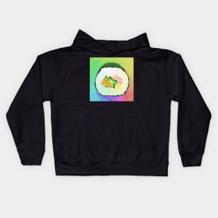 Rainbow Maki Sushi Roll Alla Prima Digital Oil Painting Kids Hoodie